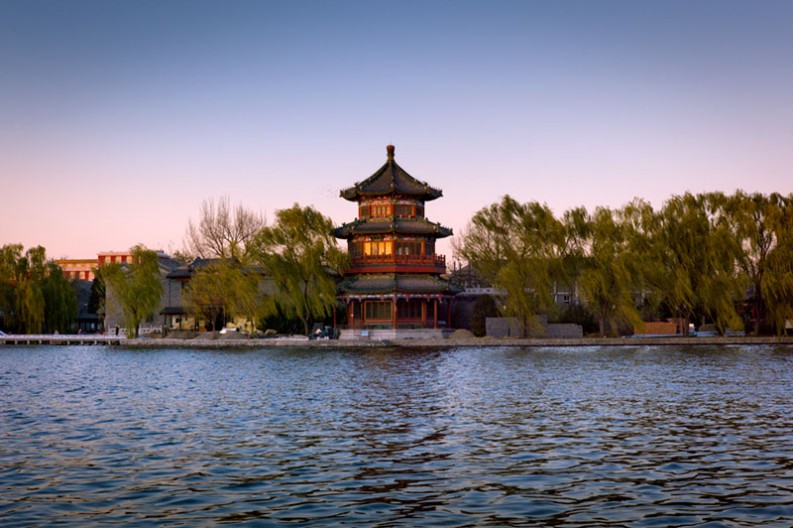 Temple on the Lake, Beijing, China.