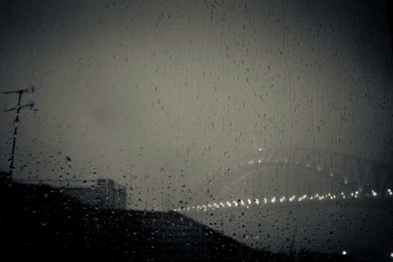 Sydney Harbour Bridge Rain on Glass